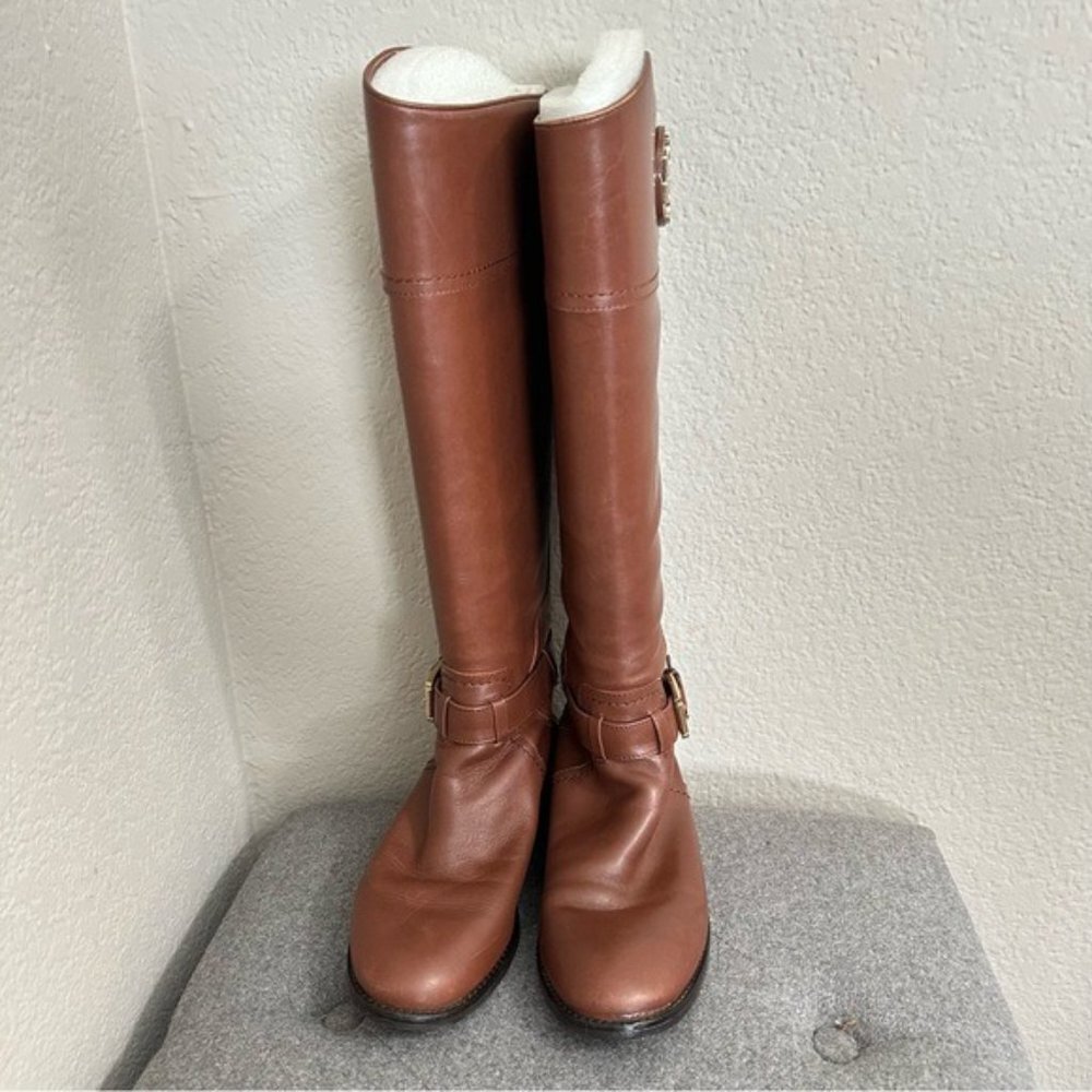 Tory Burch Adeline Riding Boots Color Almond Women's Size 6 - Picture 7 of 16